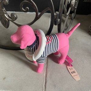 Victoria’s Secret PINK Plush dog Nautical blue striped shirt life preserver NWT